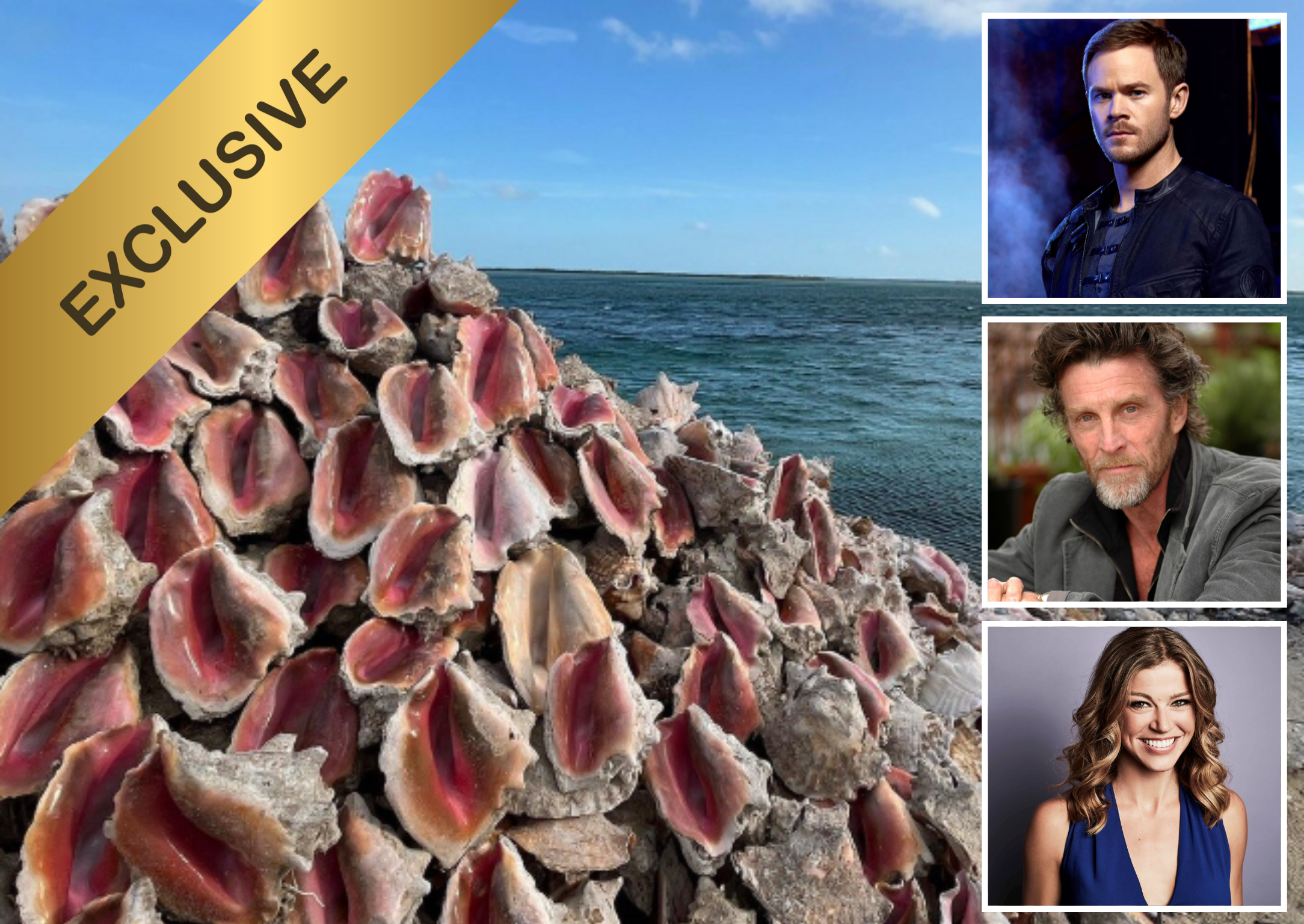 Conch Tasting With Local Biminite Chef With Aaron Ashmore, John Glover, & Adrianne Palicki!